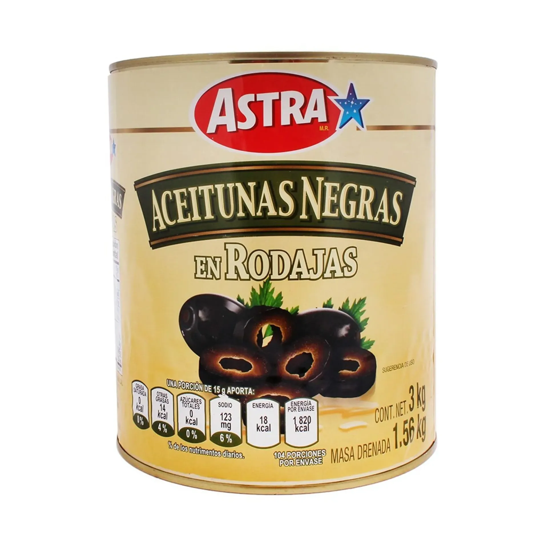 [58897020557] ACEITUNA NEGRA REBANADA 6/ 3 KG ASTRA